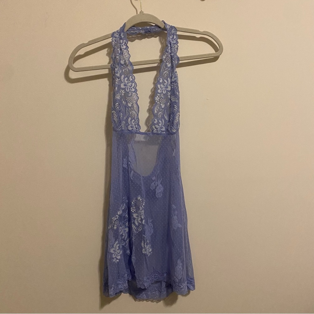 Frederick's of Hollywood Blue/Purple Lace Lingerie Babydoll size Medium